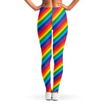 Rainbow Diagonal Striped Pattern Print Women's Leggings