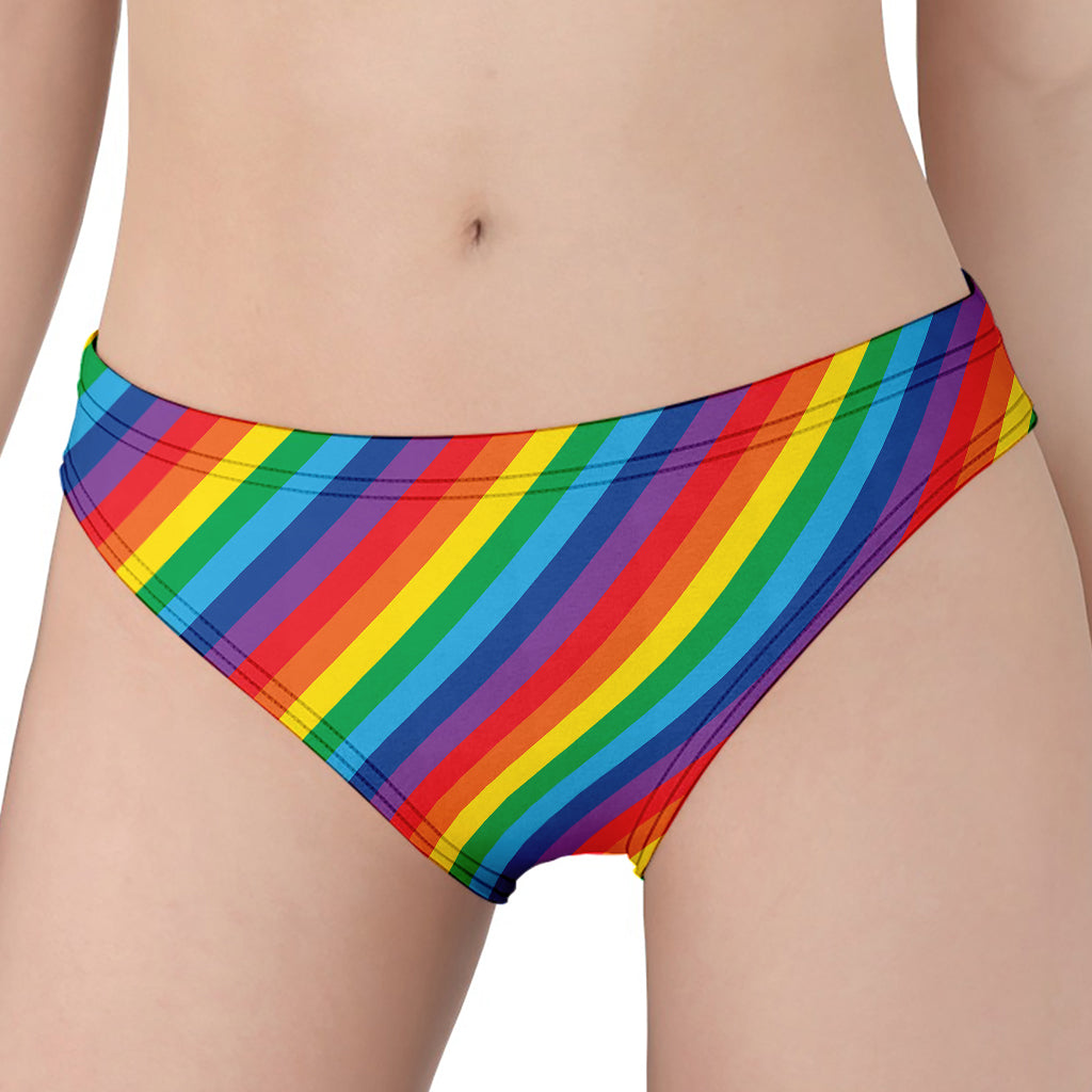 Rainbow Diagonal Striped Pattern Print Women's Panties