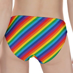 Rainbow Diagonal Striped Pattern Print Women's Panties