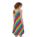 Rainbow Diagonal Striped Pattern Print Women's Sleeveless Dress