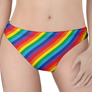 Rainbow Diagonal Striped Pattern Print Women's Thong