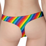 Rainbow Diagonal Striped Pattern Print Women's Thong