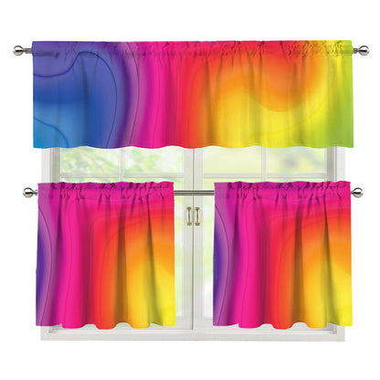 Rainbow Flow Print 3 Piece Kitchen Curtains