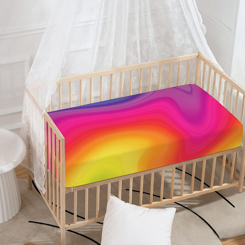 Rainbow Flow Print Baby Crib Sheet