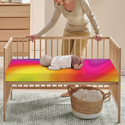 Rainbow Flow Print Baby Crib Sheet