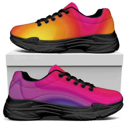 Rainbow Flow Print Black Chunky Shoes