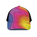Rainbow Flow Print Black Mesh Trucker Hat