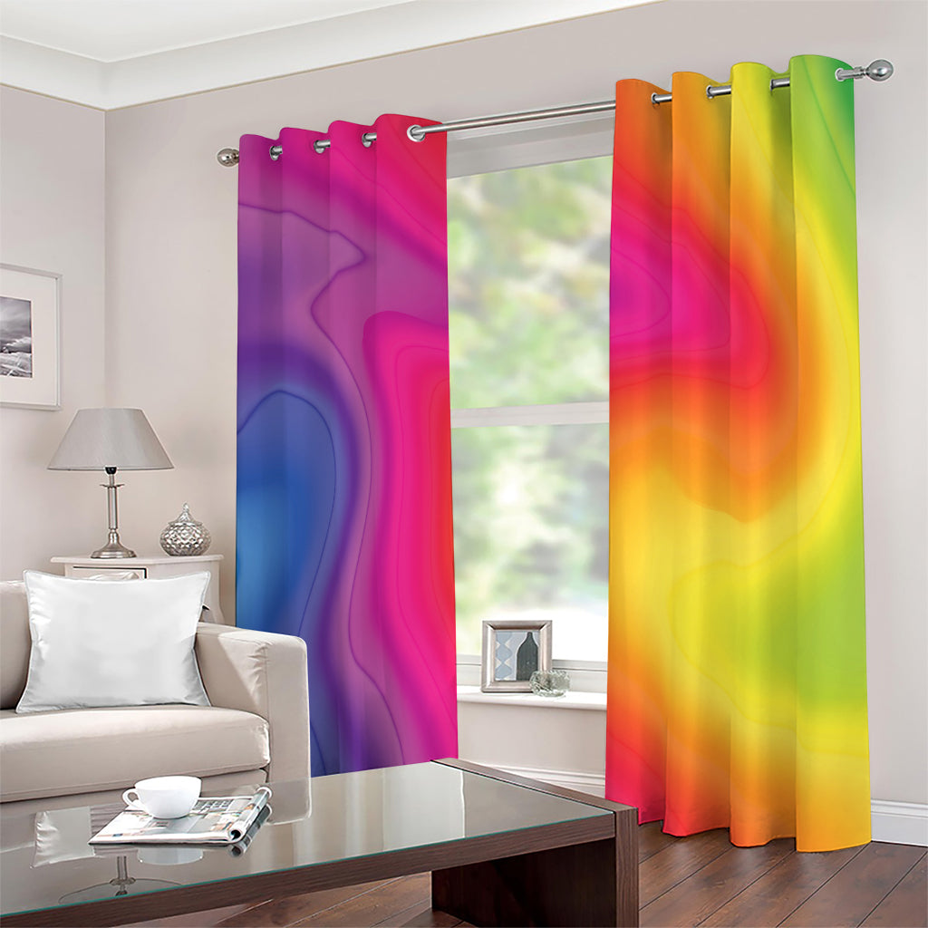 Rainbow Flow Print Blackout Grommet Curtains