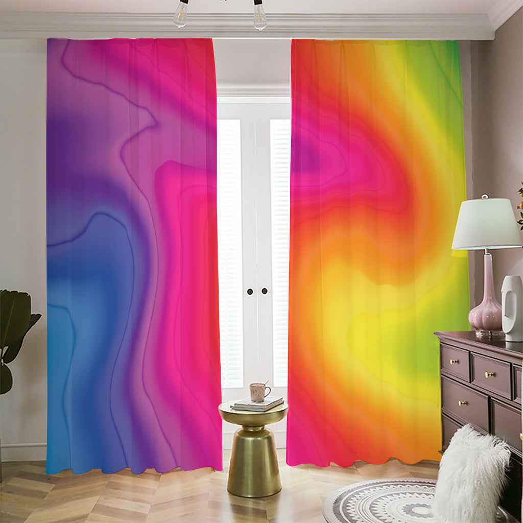 Rainbow Flow Print Blackout Pencil Pleat Curtains