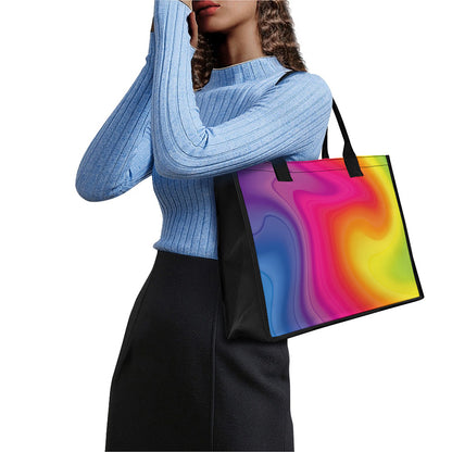 Rainbow Flow Print Canvas Tote Bag