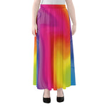 Rainbow Flow Print Chiffon Maxi Skirt
