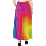 Rainbow Flow Print Chiffon Maxi Skirt