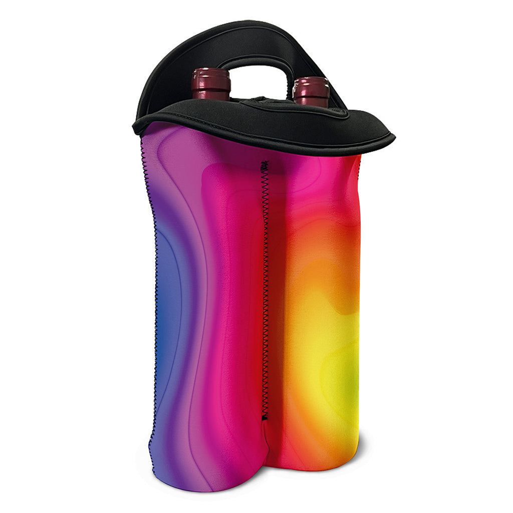 Rainbow Flow Print Double Neoprene Wine Tote