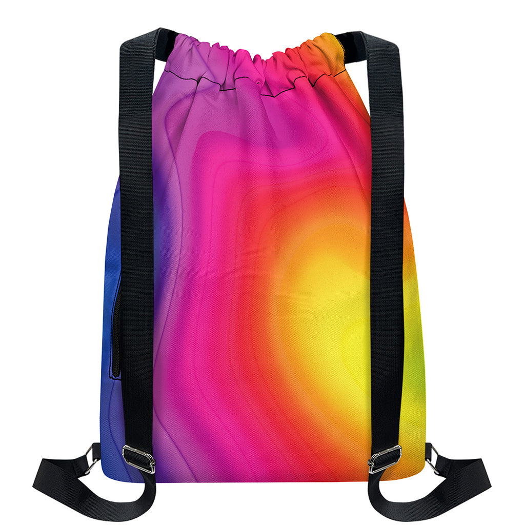 Rainbow Flow Print Drawstring Backpack