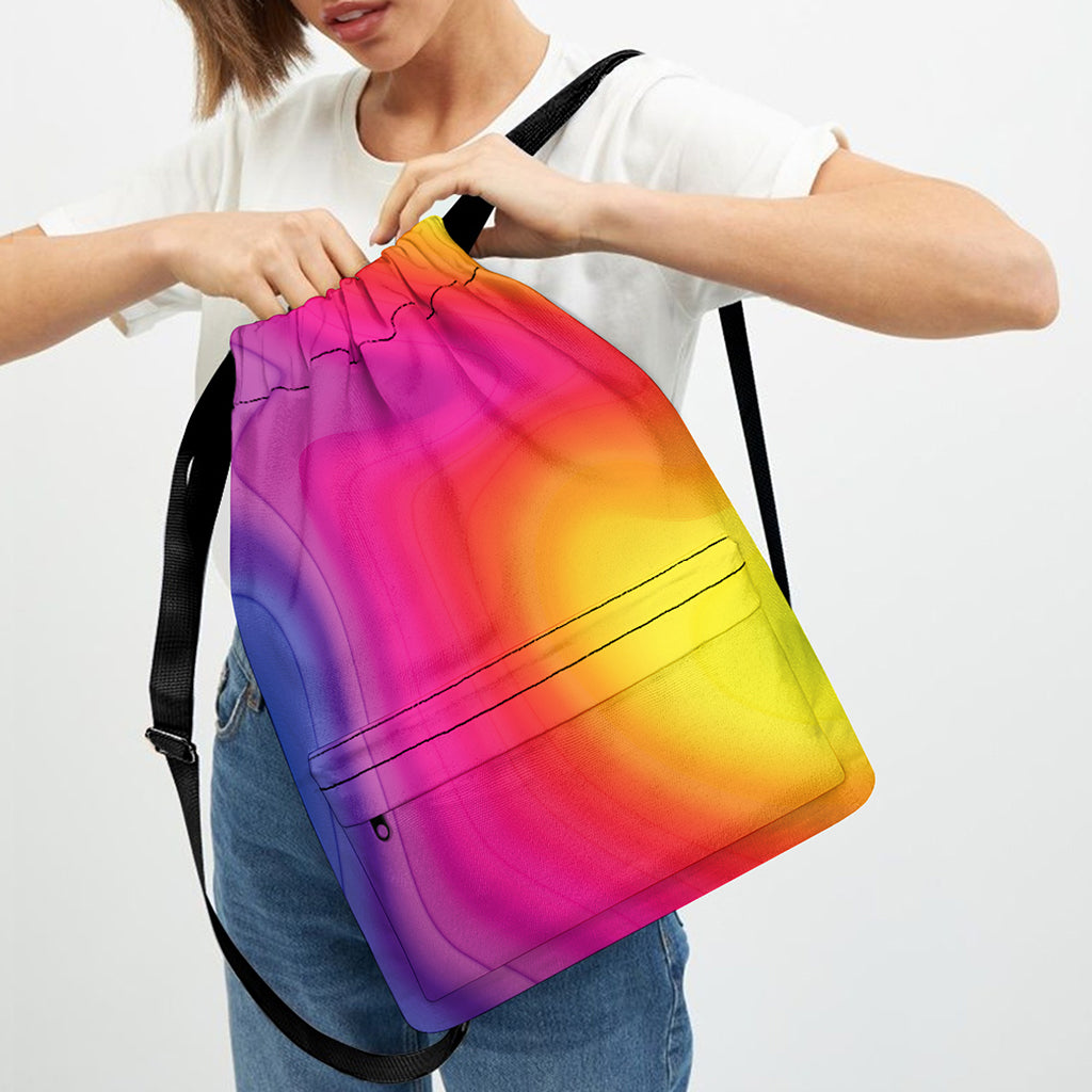 Rainbow Flow Print Drawstring Backpack