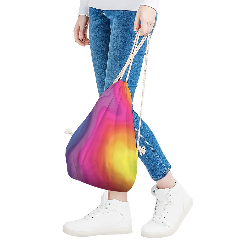 Rainbow Flow Print Drawstring Bag