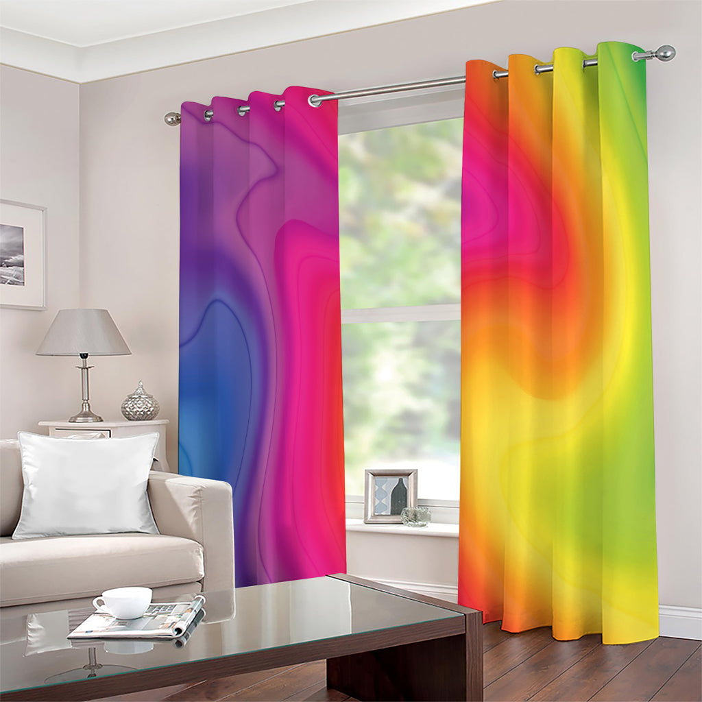 Rainbow Flow Print Extra Wide Grommet Curtains