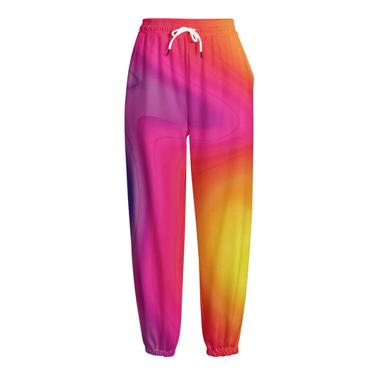 Rainbow Flow Print Fleece Lined Knit Pants