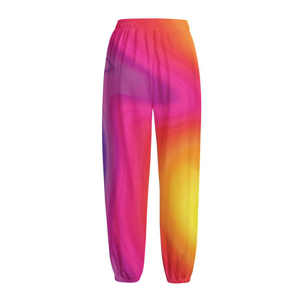 Rainbow Flow Print Fleece Lined Knit Pants