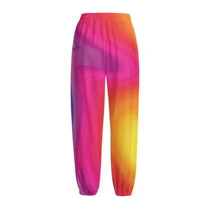Rainbow Flow Print Fleece Lined Knit Pants