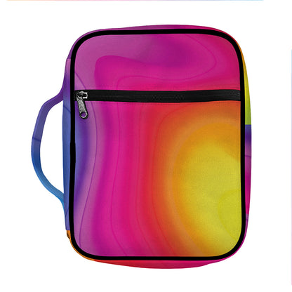 Rainbow Flow Print Front Pocket Bible Bag