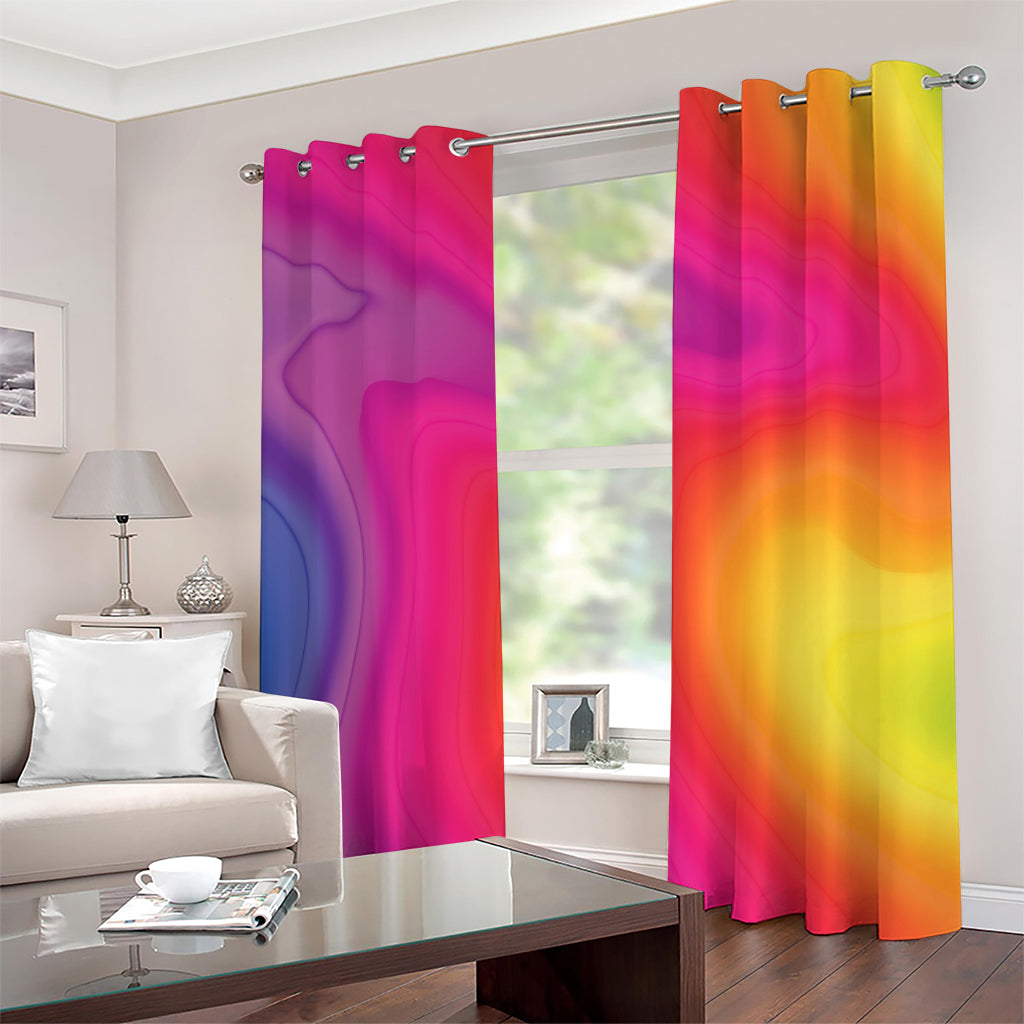 Rainbow Flow Print Grommet Curtains