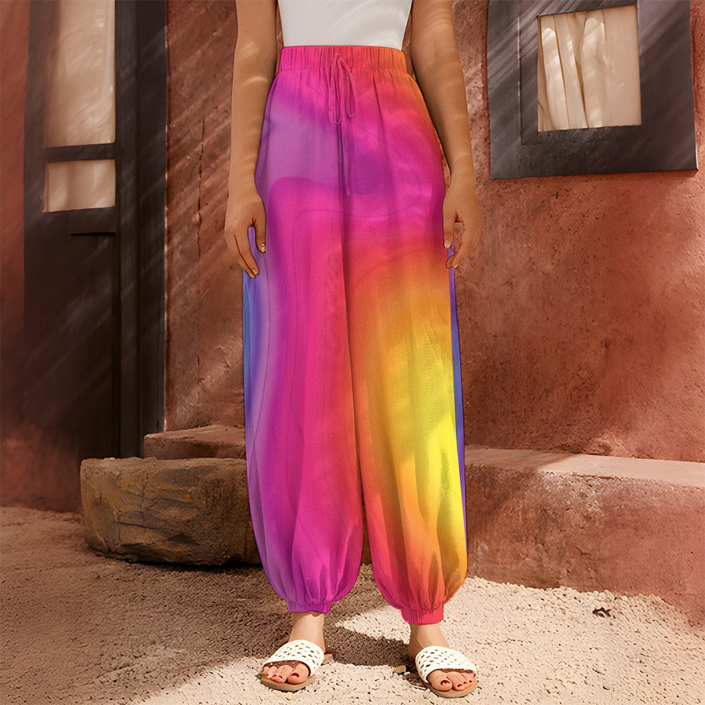 Rainbow Flow Print Harem Pants