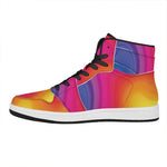 Rainbow Flow Print High Top Leather Sneakers