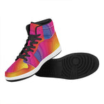 Rainbow Flow Print High Top Leather Sneakers