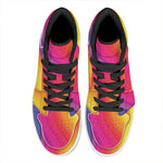 Rainbow Flow Print High Top Leather Sneakers