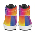 Rainbow Flow Print High Top Leather Sneakers