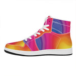 Rainbow Flow Print High Top Leather Sneakers