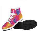 Rainbow Flow Print High Top Leather Sneakers