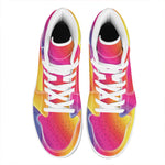 Rainbow Flow Print High Top Leather Sneakers