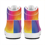 Rainbow Flow Print High Top Leather Sneakers