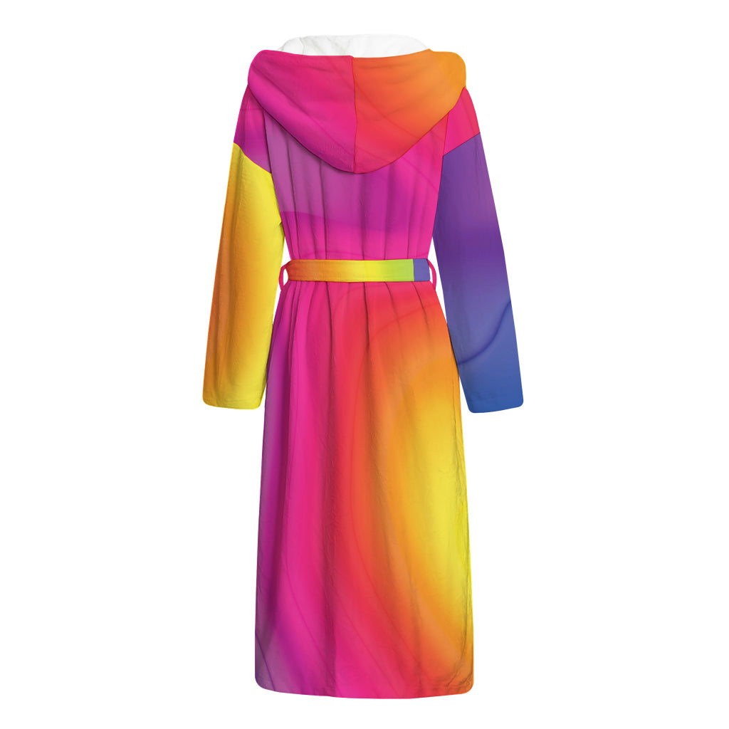Rainbow Flow Print Hooded Bathrobe