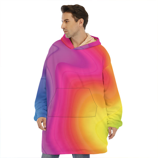 Rainbow Flow Print Hoodie Blanket