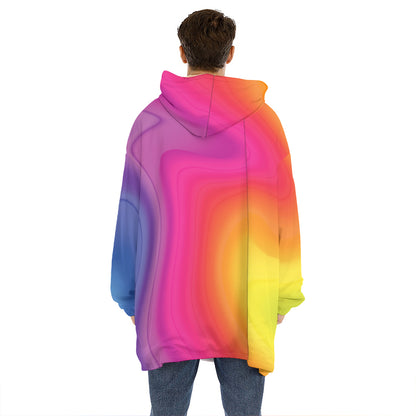Rainbow Flow Print Hoodie Blanket