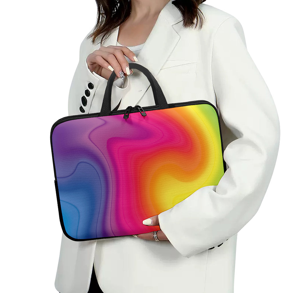 Rainbow Flow Print Laptop Sleeve With Handle