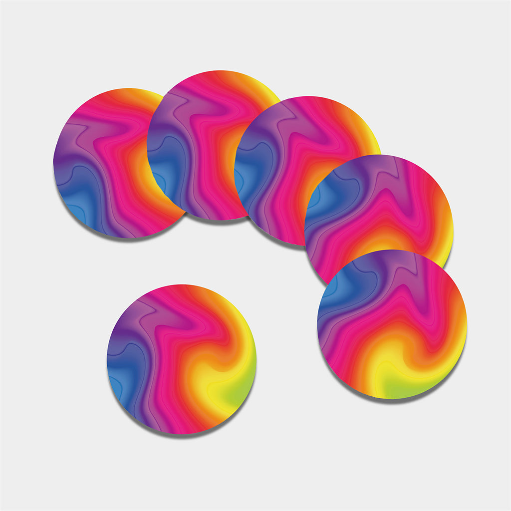 Rainbow Flow Print Leather Coaster Set