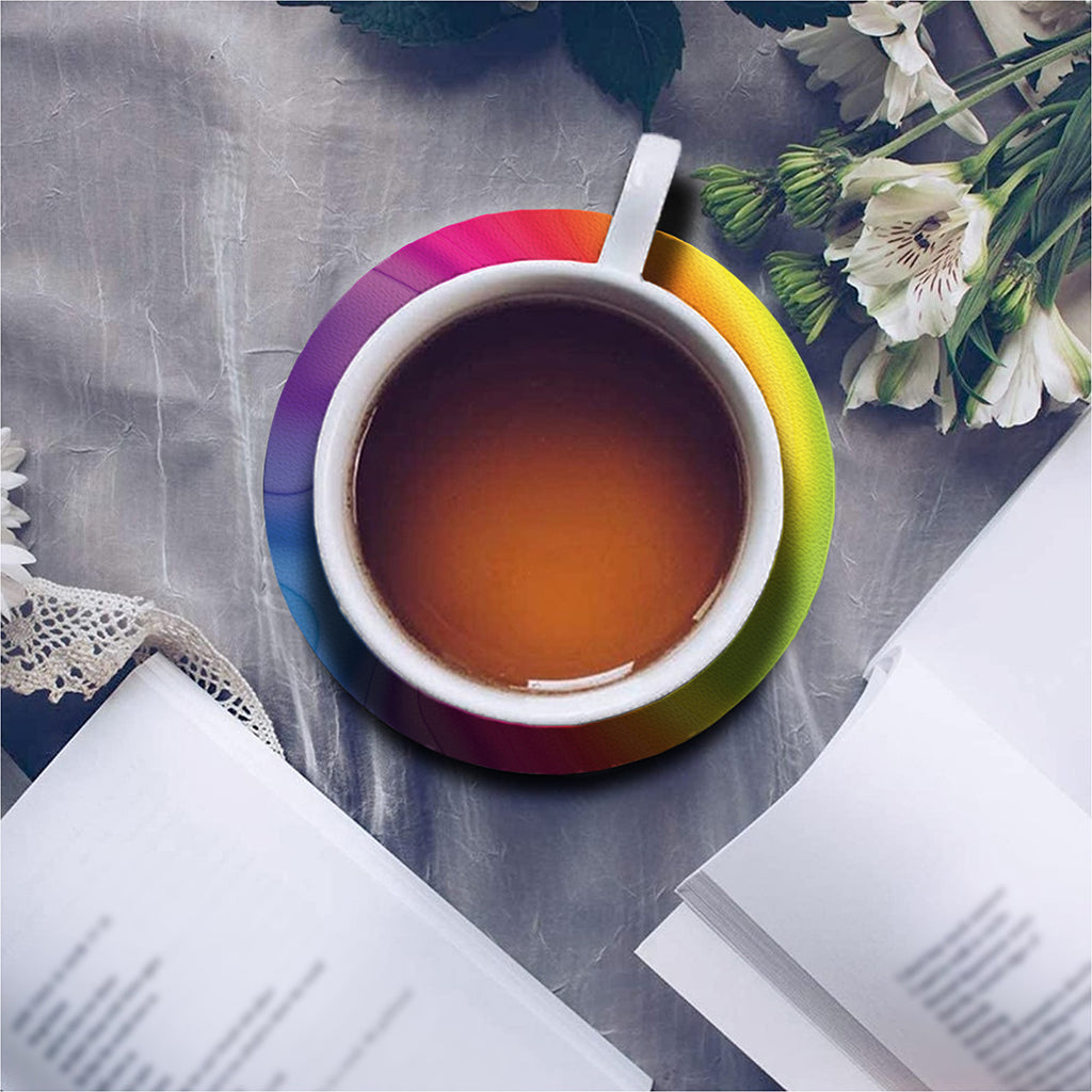 Rainbow Flow Print Leather Coaster Set