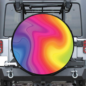 Rainbow Flow Print Leather Spare Tire Cover