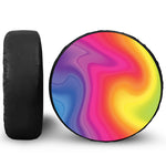 Rainbow Flow Print Leather Spare Tire Cover