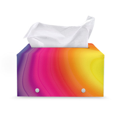 Rainbow Flow Print Leather Tissue Box Cover