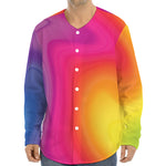 Rainbow Flow Print Long Sleeve Baseball Jersey