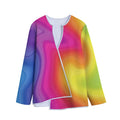 Rainbow Flow Print Long Sleeve Short Coat