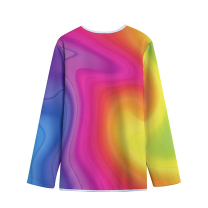 Rainbow Flow Print Long Sleeve Short Coat