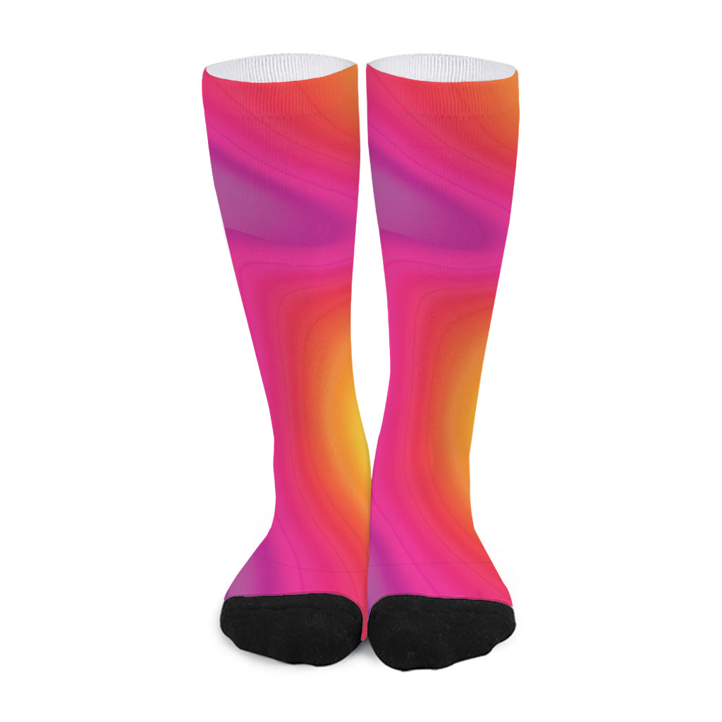 Rainbow Flow Print Long Socks