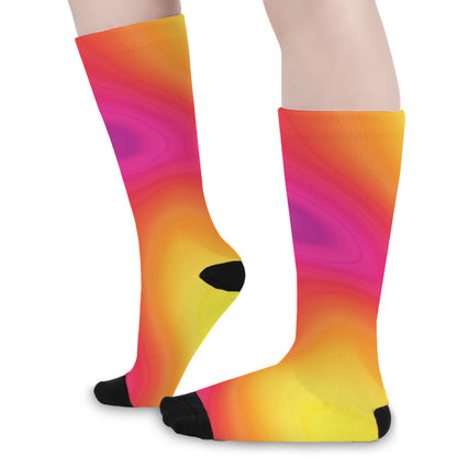 Rainbow Flow Print Long Socks
