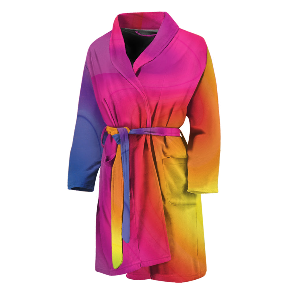 Rainbow Flow Print Men's Bathrobe